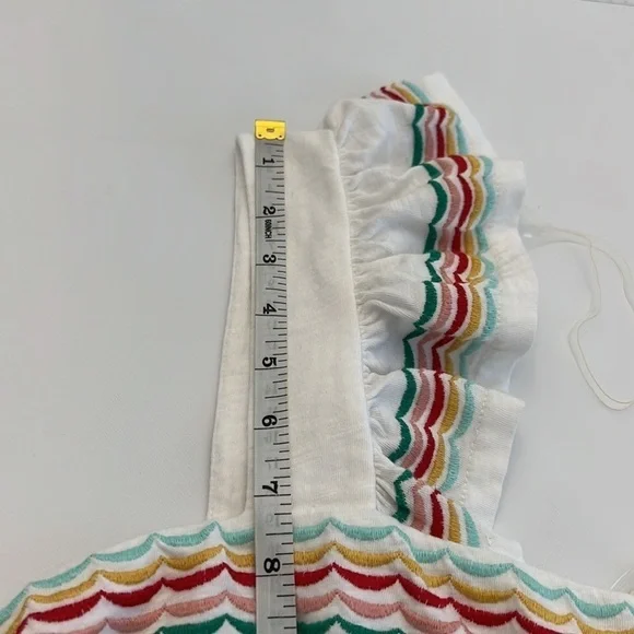 ST. John’s Bay white square neck multi- color edge ruffle sleeve tank size M NWT - Picture 10 of 12